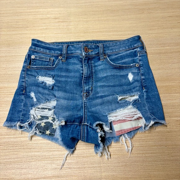 American Eagle Outfitters Pants - American Eagle Next Level Stretch Hi-Rise Shortie Womens 8 Distressed USA Ripped